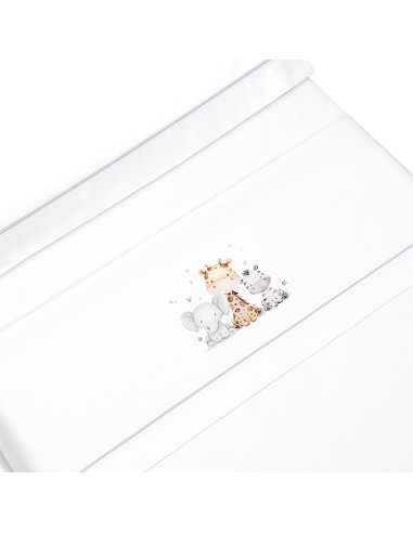 Triptico Coche Estampado Jirafa Elefante Bco/Gris