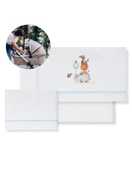 Triptico Coche Estampado Rino-Leon Bco/Azul