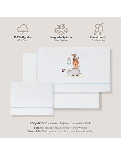 Triptico Coche Estampado Rino-Leon Bco/Azul 2