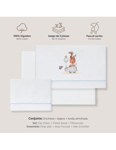 Triptico Coche Estampado Rino-Leon Bco/Azul