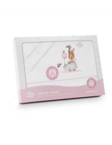 Triptico Coche Estampado Rino-Leon Bco/Rosa