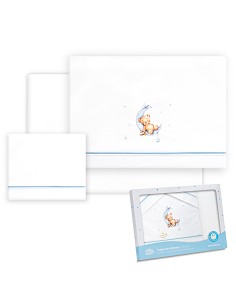 Triptico Coche Estampado Oso Luna Estrellas Bco/Azul