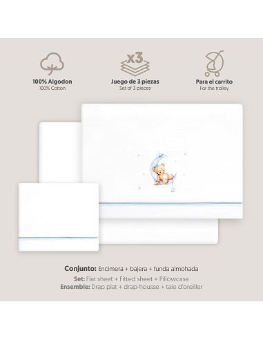 Triptico Coche Estampado Oso Luna Estrellas...