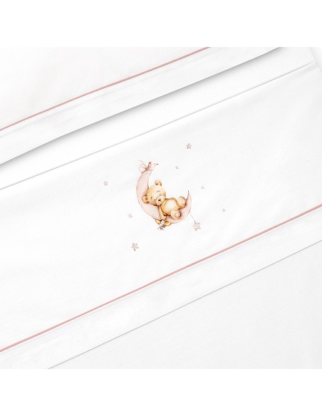 Triptico Coche Estampado Oso Luna Estrellas Bco/Rosa