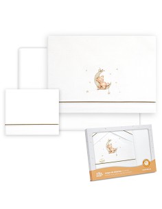 Triptico Coche Estampado Oso Luna Estrellas Bco/Gris