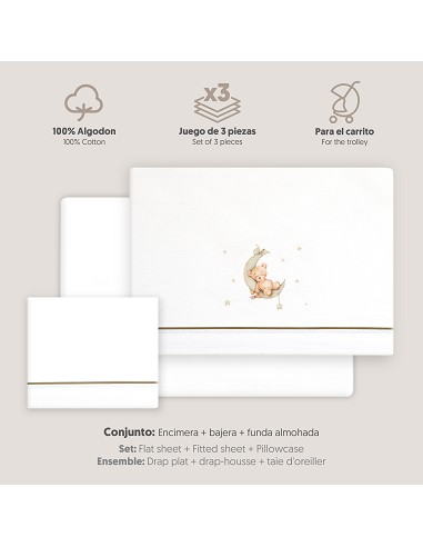 Triptico Coche Estampado Oso Luna Estrellas...