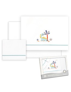 Triptico Coche Estampado Dinosaurio Palmera Bco/Verde