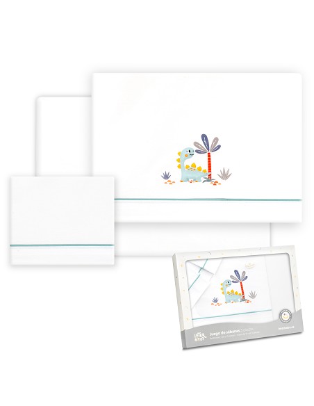 Triptico Coche Estampado Dinosaurio Palmera Bco/Verde