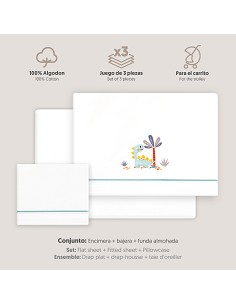 Triptico Coche Estampado Dinosaurio Palmera Bco/Verde 2