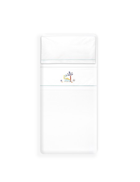 Triptico Coche Estampado Dinosaurio Palmera Bco/Verde