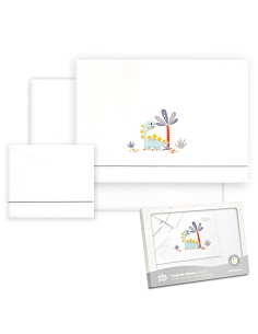 Triptico Coche Estampado Dinosaurio Palmera Bco/Gris