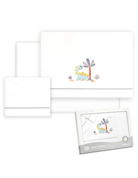 Triptico Coche Estampado Dinosaurio Palmera Bco/Gris