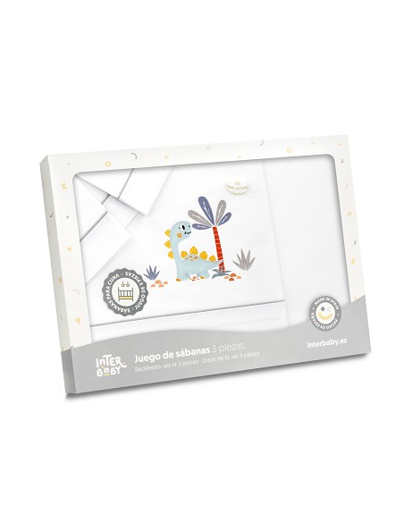 Triptico Coche Estampado Dinosaurio Palmera Bco/Gris
