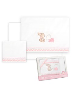 Triptico Coche Oso Tumbado Conejito Bco/Rosa
