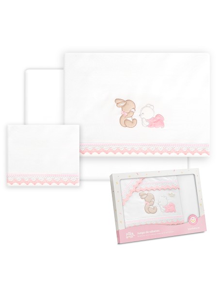 Triptico Coche Oso Tumbado Conejito Bco/Rosa