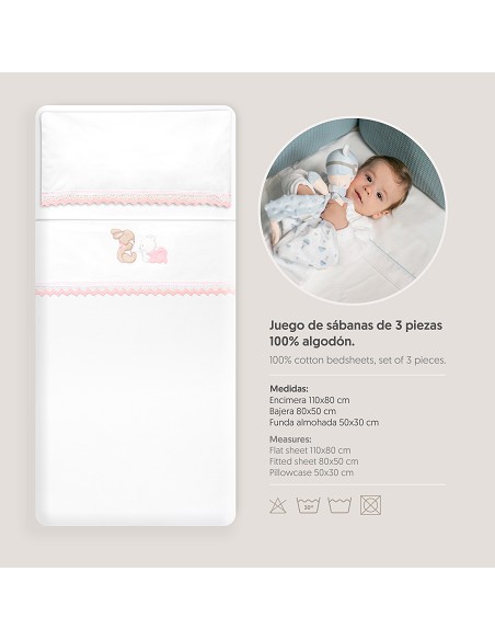 Triptico Coche Oso Tumbado Conejito Bco/Rosa