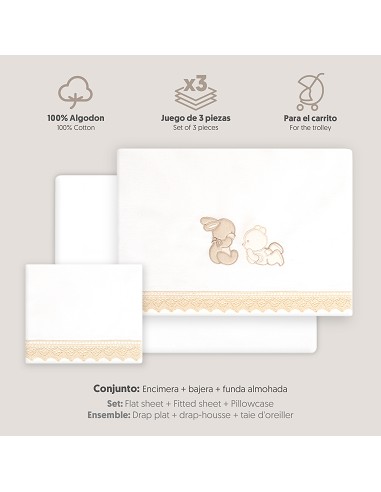 Triptico Coche Oso Tumbado Conejito Bco/Beig