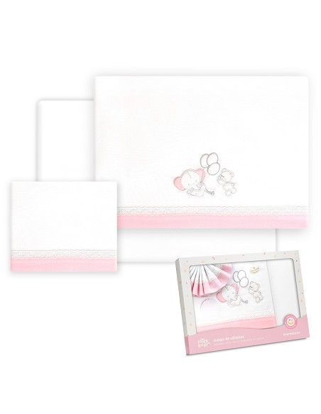 Triptico Coche Oso Elefante Globos Bco/Rosa