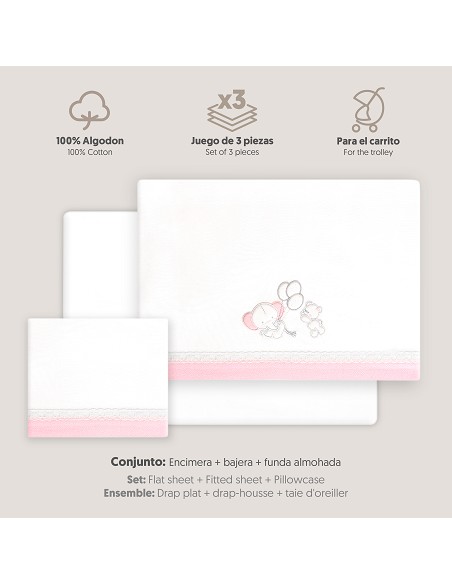 Triptico Coche Oso Elefante Globos Bco/Rosa