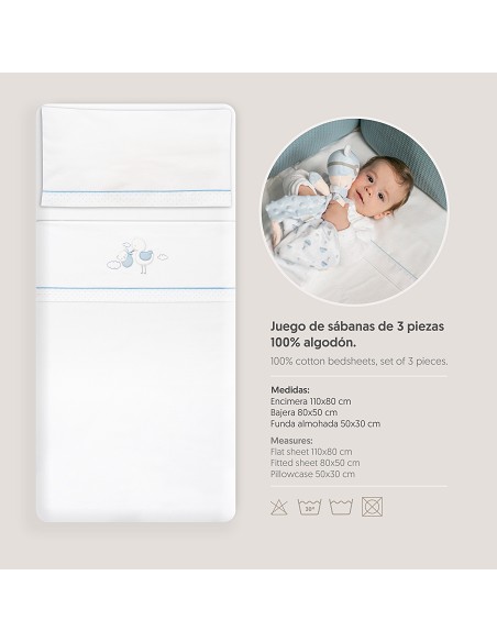 Triptico Coche Cigueña Oso Bco/Azul