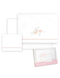 Triptico Coche Cigueña Oso Bco/Rosa