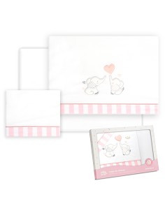 Triptico Coche Parejita Elefante Bco/Rosa