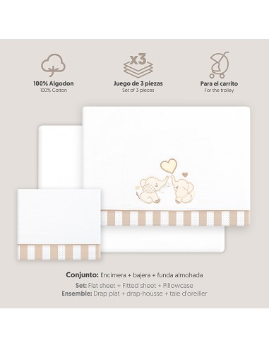 Triptico Coche Parejita Elefante Bco/Beig