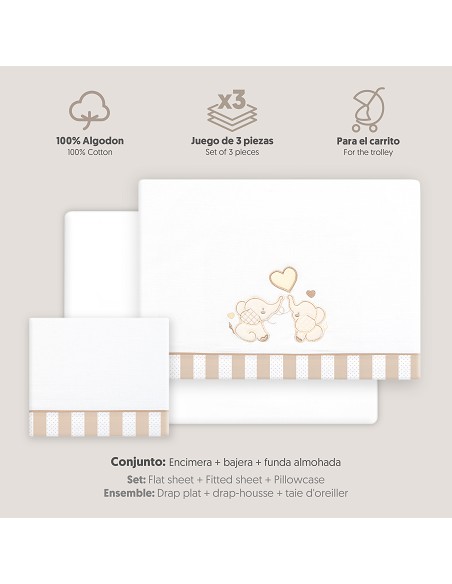 Triptico Coche Parejita Elefante Bco/Beig