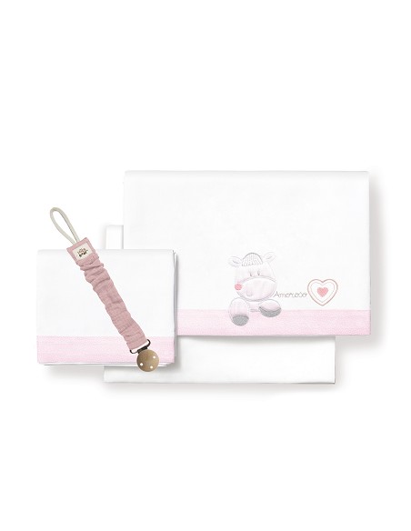 Triptico Cuna  Mod  Corazon Amoroso Bco/Rosa