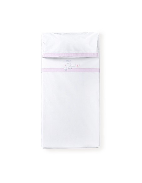 Triptico Cuna  Mod  Corazon Amoroso Bco/Rosa