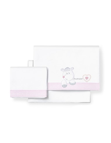 Triptico Cuna  Mod  Corazon Amoroso Bco/Rosa