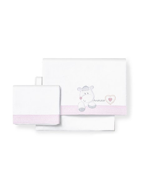 Triptico Cuna  Mod  Corazon Amoroso Bco/Rosa