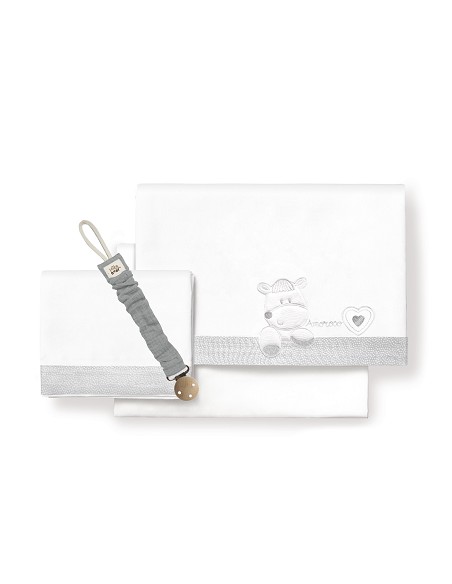 Triptico Cuna  Mod  Corazon Amoroso Bco/Gris