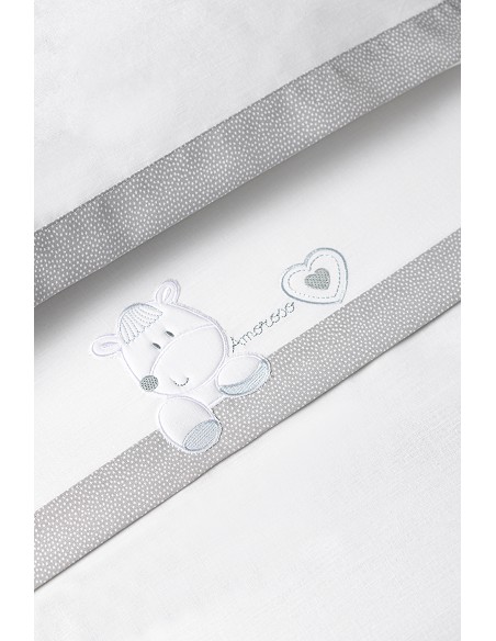 Triptico Cuna  Mod  Corazon Amoroso Bco/Gris