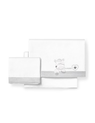 Triptico Cuna  Mod  Corazon Amoroso Bco/Gris