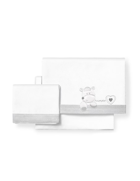 Triptico Cuna  Mod  Corazon Amoroso Bco/Gris