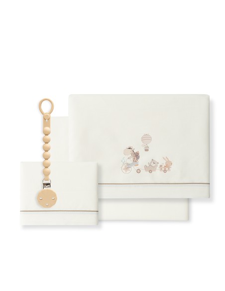 Triptico Cuna Mod Jirafa Bicicleta+Broche Beig