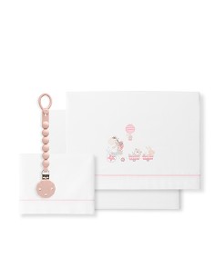 Triptico Cuna Mod Jirafa Bicicleta+Broche Bco/Rosa