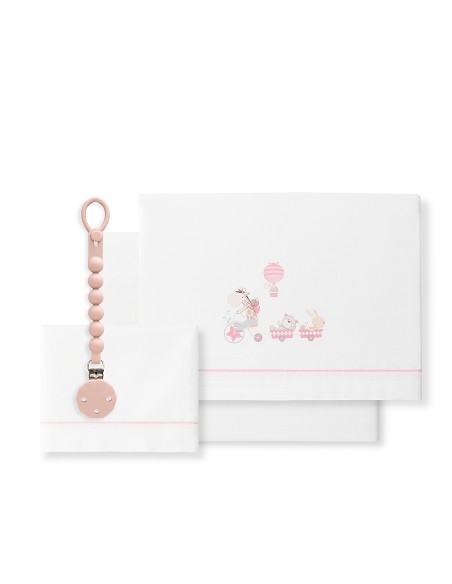 Triptico Cuna Mod Jirafa Bicicleta+Broche Bco/Rosa