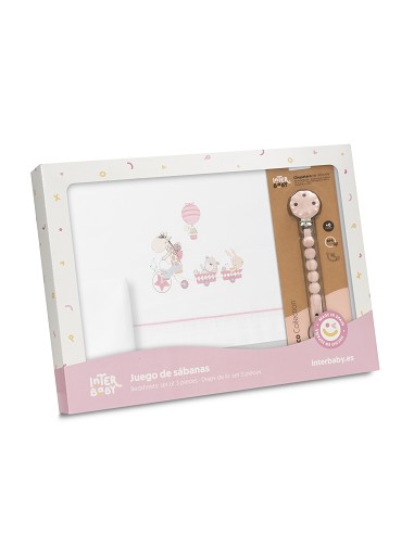 Triptico Cuna Mod Jirafa Bicicleta+Broche Bco/Rosa