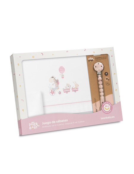 Triptico Cuna Mod Jirafa Bicicleta+Broche Bco/Rosa