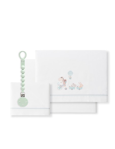 Triptico Cuna Mod Jirafa Bicicleta+Broche Bco/Verde