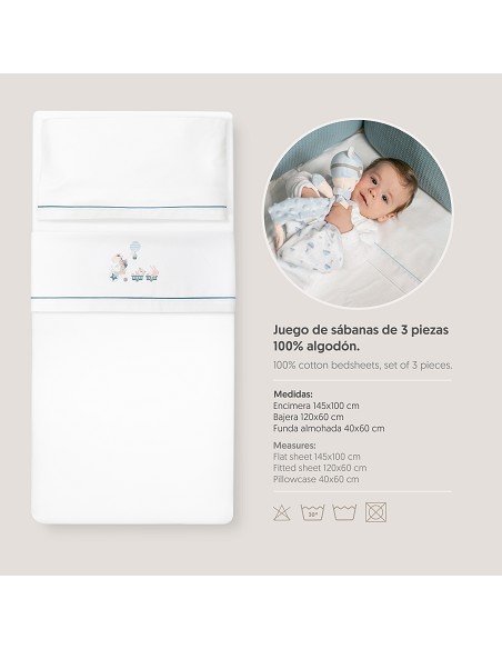 Triptico Cuna Mod Jirafa Bicicleta+Broche Bco/Petroleo