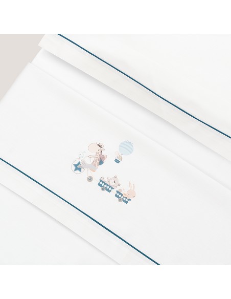 Triptico Cuna Mod Jirafa Bicicleta+Broche Bco/Petroleo