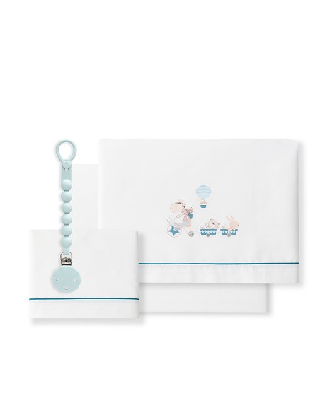 Triptico Cuna Mod Jirafa Bicicleta+Broche Bco/Petroleo