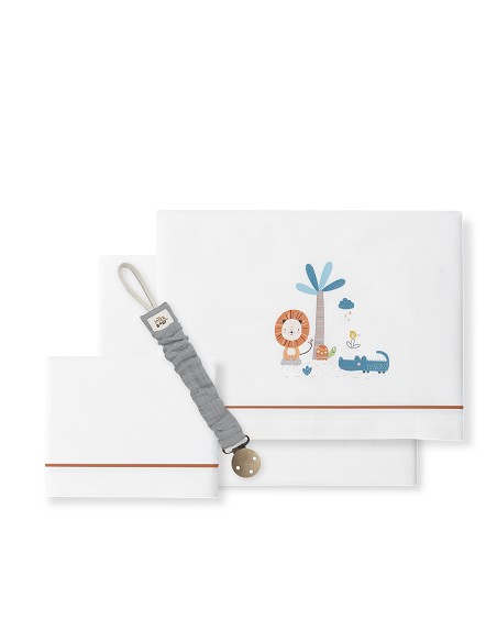 Triptico Cuna Mod Leon Palmera+Broche Bco/Naranja