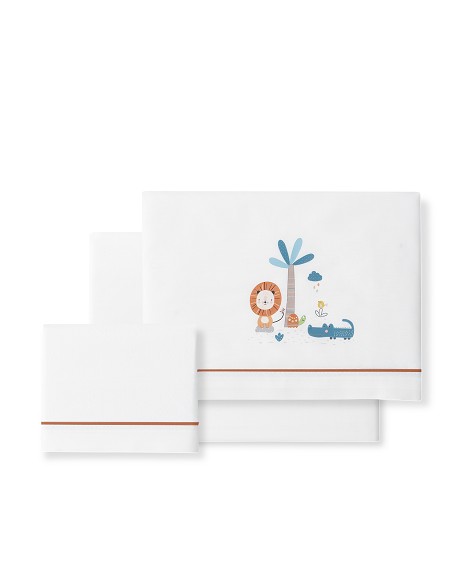 Triptico Cuna Mod Leon Palmera+Broche Bco/Naranja