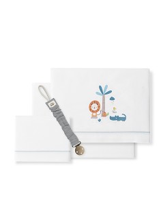 Triptico Cuna Mod Leon Palmera+Broche Bco/Gris