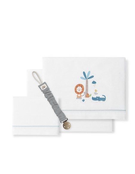 Triptico Cuna Mod Leon Palmera+Broche Bco/Gris