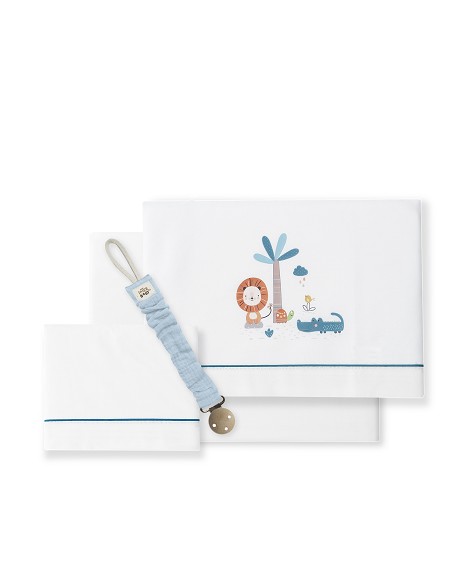 Triptico Cuna Mod Leon Palmera+Broche Bco/Petroleo